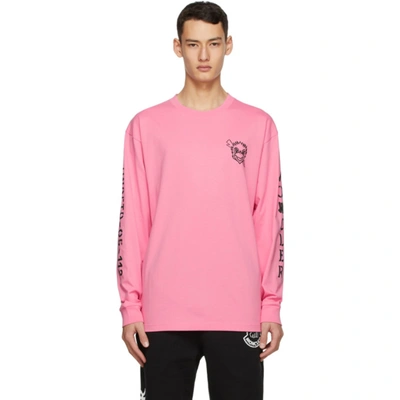 Shop Moncler Genius 2 Moncler 1952 Pink Undefeated Edition Logo Long Sleeve T-shirt In 528 Pink