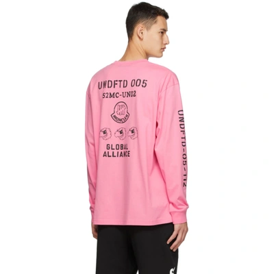 Shop Moncler Genius 2 Moncler 1952 Pink Undefeated Edition Logo Long Sleeve T-shirt In 528 Pink