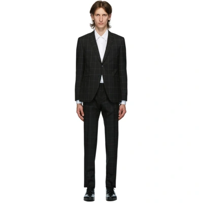 Shop Hugo Boss Black Wool Window Pane Suit In 001 Black
