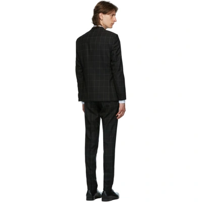 Shop Hugo Boss Black Wool Window Pane Suit In 001 Black