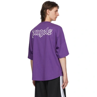 Shop Palm Angels Purple Logo T-shirt