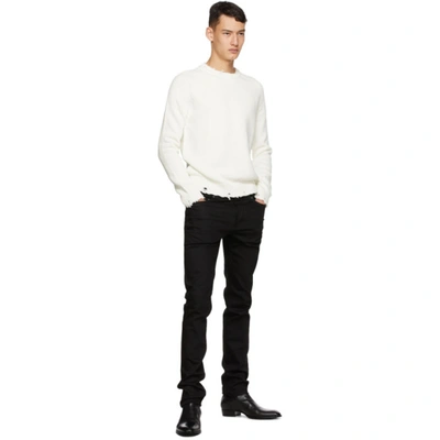 Shop Saint Laurent White Distressed Sweater In 9502 Nature