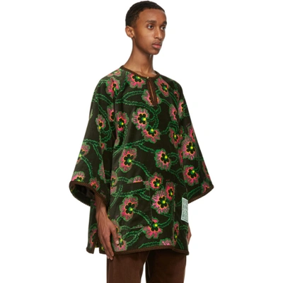 Shop Gucci Green Ken Scott Edition Velvet Floral Shirt In 1036 Blkpnk