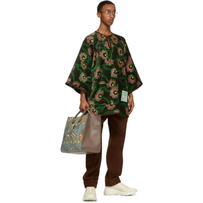 Shop Gucci Green Ken Scott Edition Velvet Floral Shirt In 1036 Blkpnk