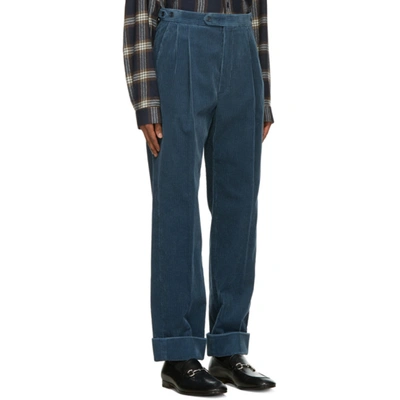 Shop Gucci Blue Regular Fit Corduroy Trousers In 4336 Dkavio