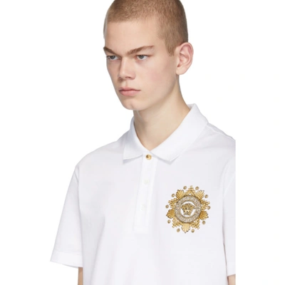 Shop Versace White Medusa Polo