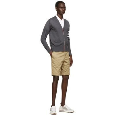 Shop Thom Browne Grey Merino 4-bar Cardigan In 022 Dark Gr