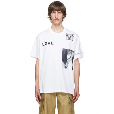 Shop Burberry White 'love' Swan T-shirt In White A1464