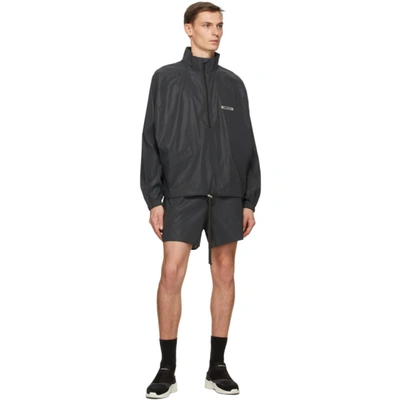 Shop Essentials Black Reflective Volley Shorts