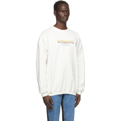Shop Vetements White 'think Differently' Sweatshirt In White 14619840