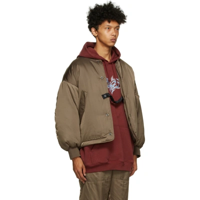 Shop A. A. Spectrum Khaki Padded Bomber Jacket In Dark Olive