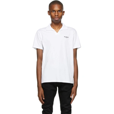 Shop Balmain White Eco Flocked Polo In Gab Blanc/n