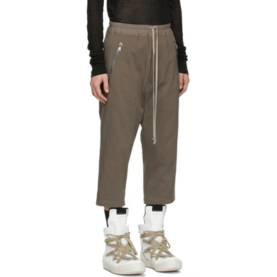 Shop Rick Owens Grey Tecuatl Cropped Sweatpants In 34 Dust