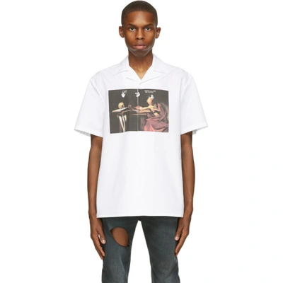 Shop Off-white White Caravaggio Holiday Short Sleeve Shirt In White Red