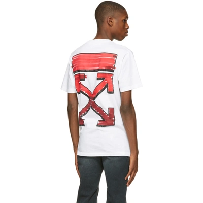 Shop Off-white White Slim Marker T-shirt In White Red