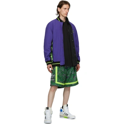 Shop Sankuanz Reversible Black And Purple Adidas Originals Edition Jacket In Ink/blk