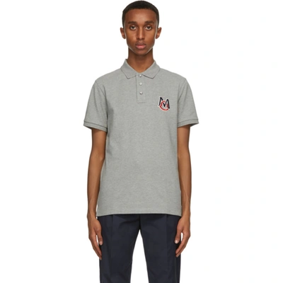 Shop Moncler Grey Logo Polo In 984 Grey