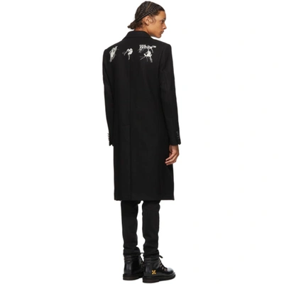 Shop Off-white Black Logo Long Coat