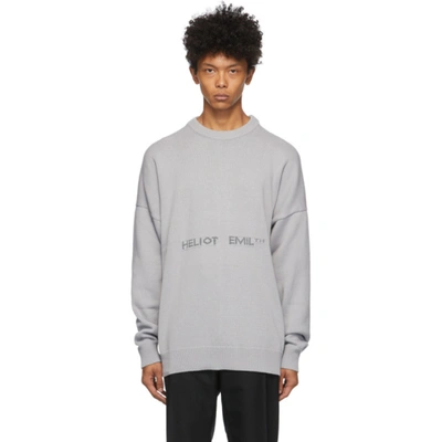 Shop Heliot Emil Grey Oversized Logo Sweater