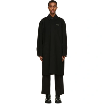 Shop Valentino Black Double Cashmere 'vltn' Pea Coat In 0no Nero