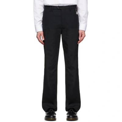 Shop Raf Simons Black Wool Horizontal Cut Straight-leg Trousers In 00099 Black