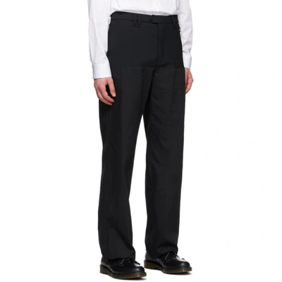 Shop Raf Simons Black Wool Horizontal Cut Straight-leg Trousers In 00099 Black