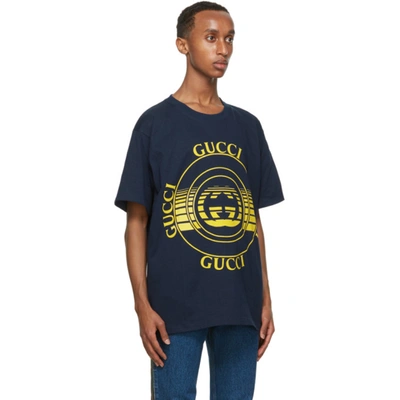 Shop Gucci Navy Interlocking G Disk T-shirt In 4535 Inchyl