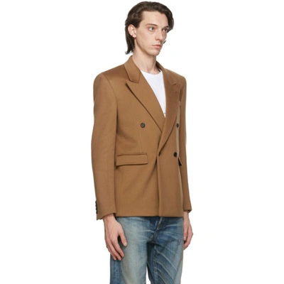 Shop Saint Laurent Brown Wool Long Blazer In 2605 Camelv