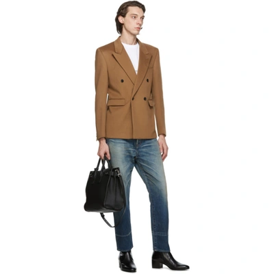 Shop Saint Laurent Brown Wool Long Blazer In 2605 Camelv