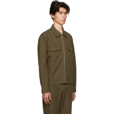 Shop Stussy Green Check Garage Jacket In Olive