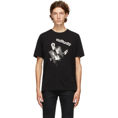 Shop Saint Laurent Black Graphic T-shirt In 1095 Blknat