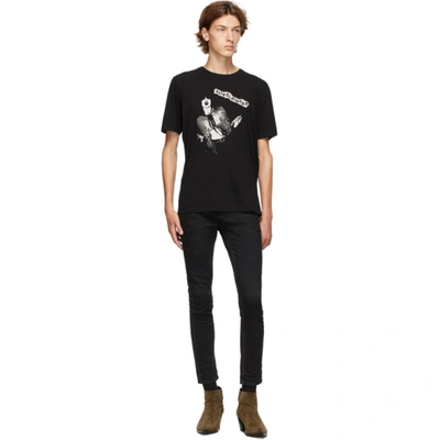 Saint Laurent Black Cotton Rock Icon Print T-shirt In Black 