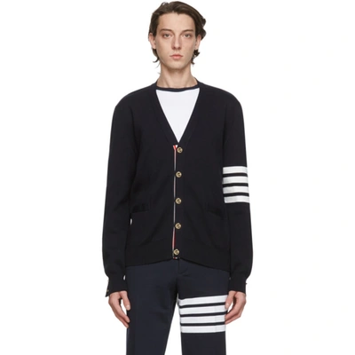 Shop Thom Browne Navy Milano 4-bar Cardigan In 415 Navy