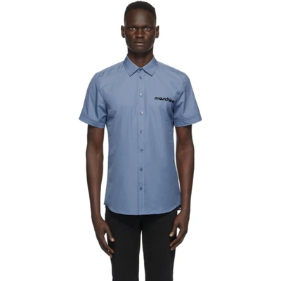Shop Moschino Blue Discrete Logo Short Sleeve Shirt In A1281 Blue