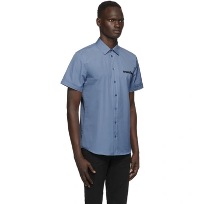 Shop Moschino Blue Discrete Logo Short Sleeve Shirt In A1281 Blue