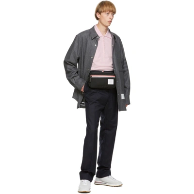 Shop Thom Browne Grey Flannel 4-bar Snap Front Shirt Jacket In 035 Med Gre