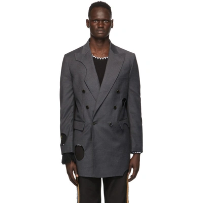 Shop Off-white Grey Meteor Cut-out Blazer In 0800 Melgre