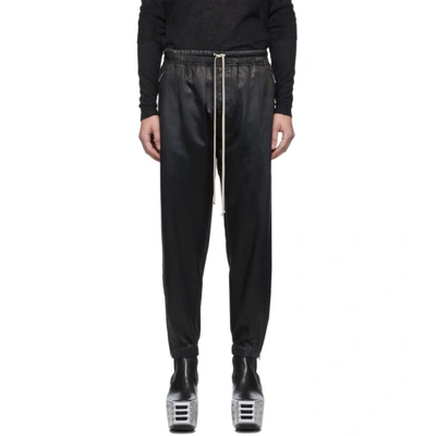 Shop Rick Owens Black Satin Cropped Lounge Pants In 09 Black