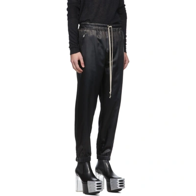 Shop Rick Owens Black Satin Cropped Lounge Pants In 09 Black