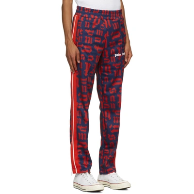 Shop Palm Angels Navy And Red Monogram Track Pants In Blue Red