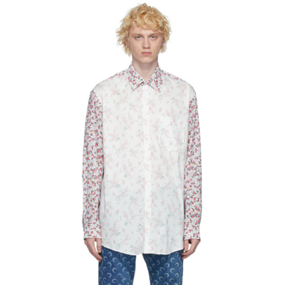 Shop Marine Serre Off-white Floral Regenerated Shirt In 1 Wht/print