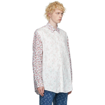 Shop Marine Serre Off-white Floral Regenerated Shirt In 1 Wht/print