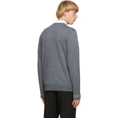 Shop Burberry Grey Merino Icon Stripe Paradise Sweater In M Gry Melan
