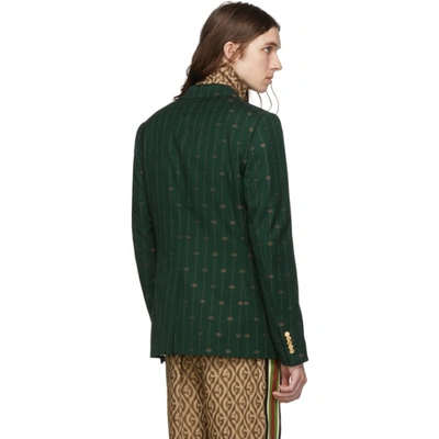 Shop Gucci Green Gg Striped Signoria Blazer In 3003 Green