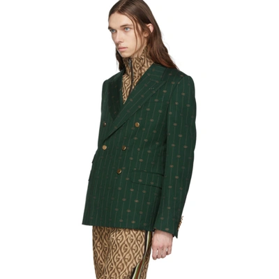 GUCCI 绿色 GG SIGNORIA 条纹西装外套