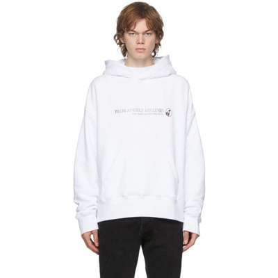 Shop Palm Angels White Palm Airlines Kimono Hoodie In White/black