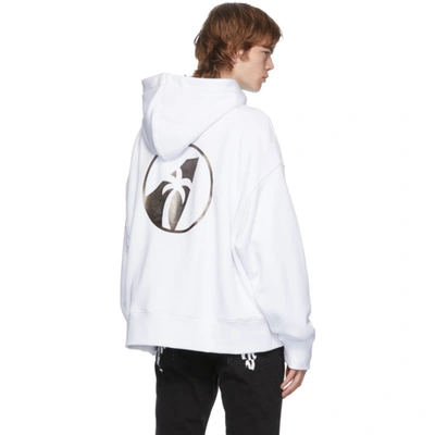 Shop Palm Angels White Palm Airlines Kimono Hoodie In White/black