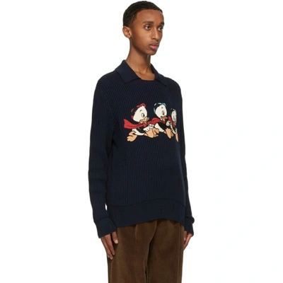 Shop Gucci Navy Disney Edition Donald Duck Sweater In 4330 Ink/mi