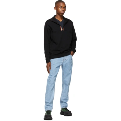 Shop Burberry Black Icon Stripe Half-zip Sweatshirt