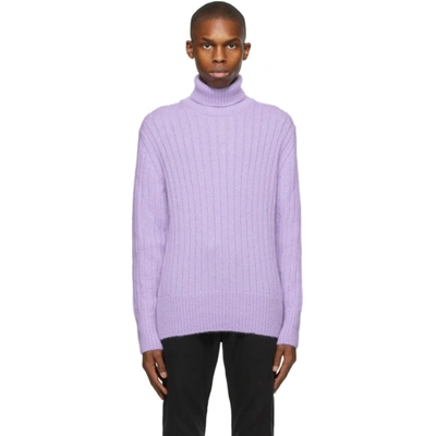 Shop Hugo Boss Purple Mohair & Wool Turtleneck In 532 Light/p